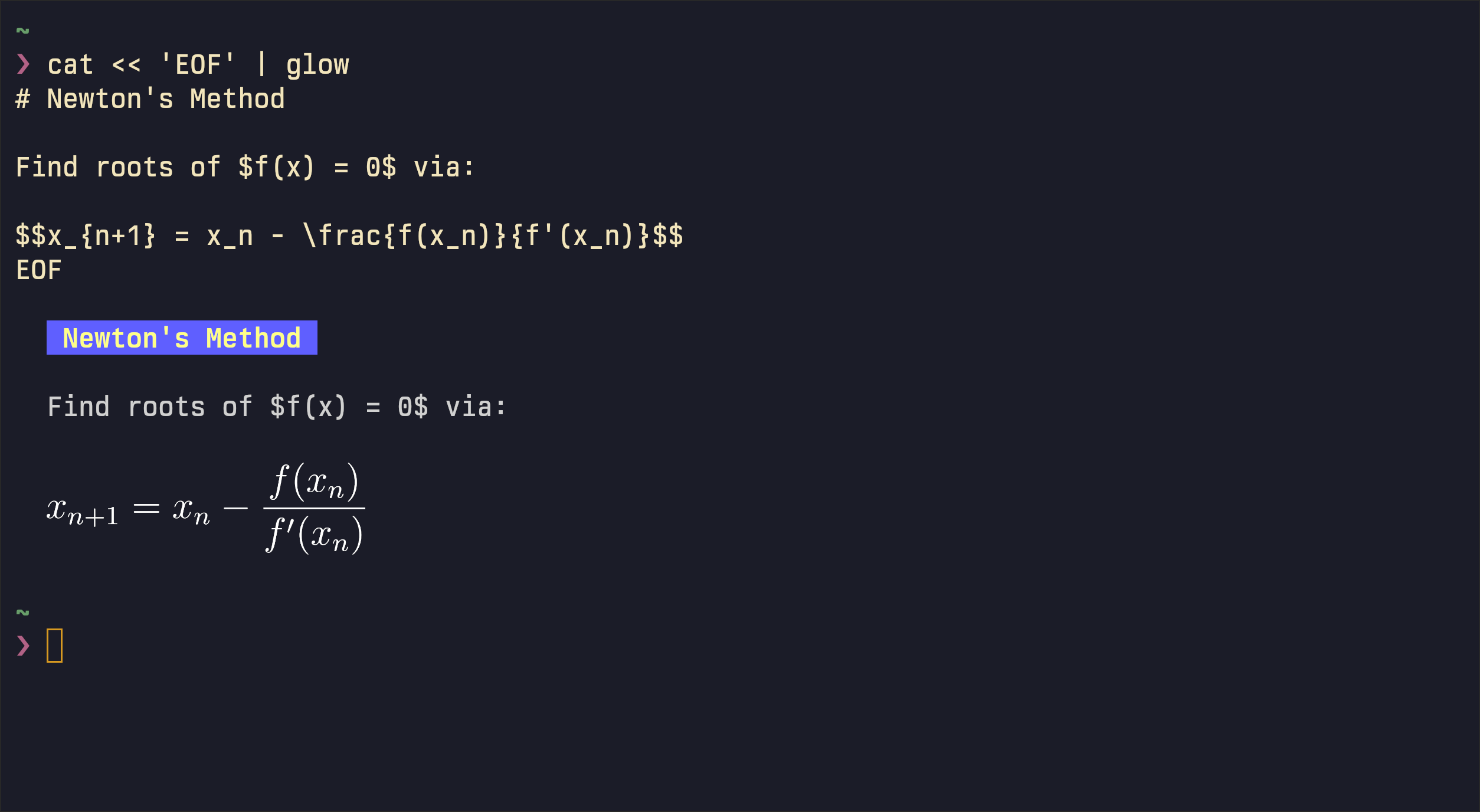 glow rendering a LaTeX equation as an image